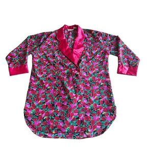 Vintage victoria secret Sz S floral multicolor gold label stin feel night robe